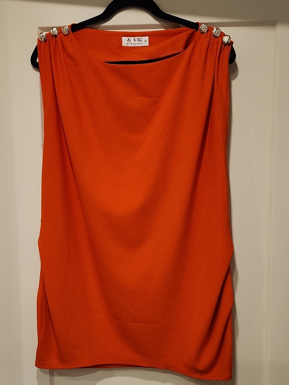 Orange Sleeveless Embellished Women's Shirt